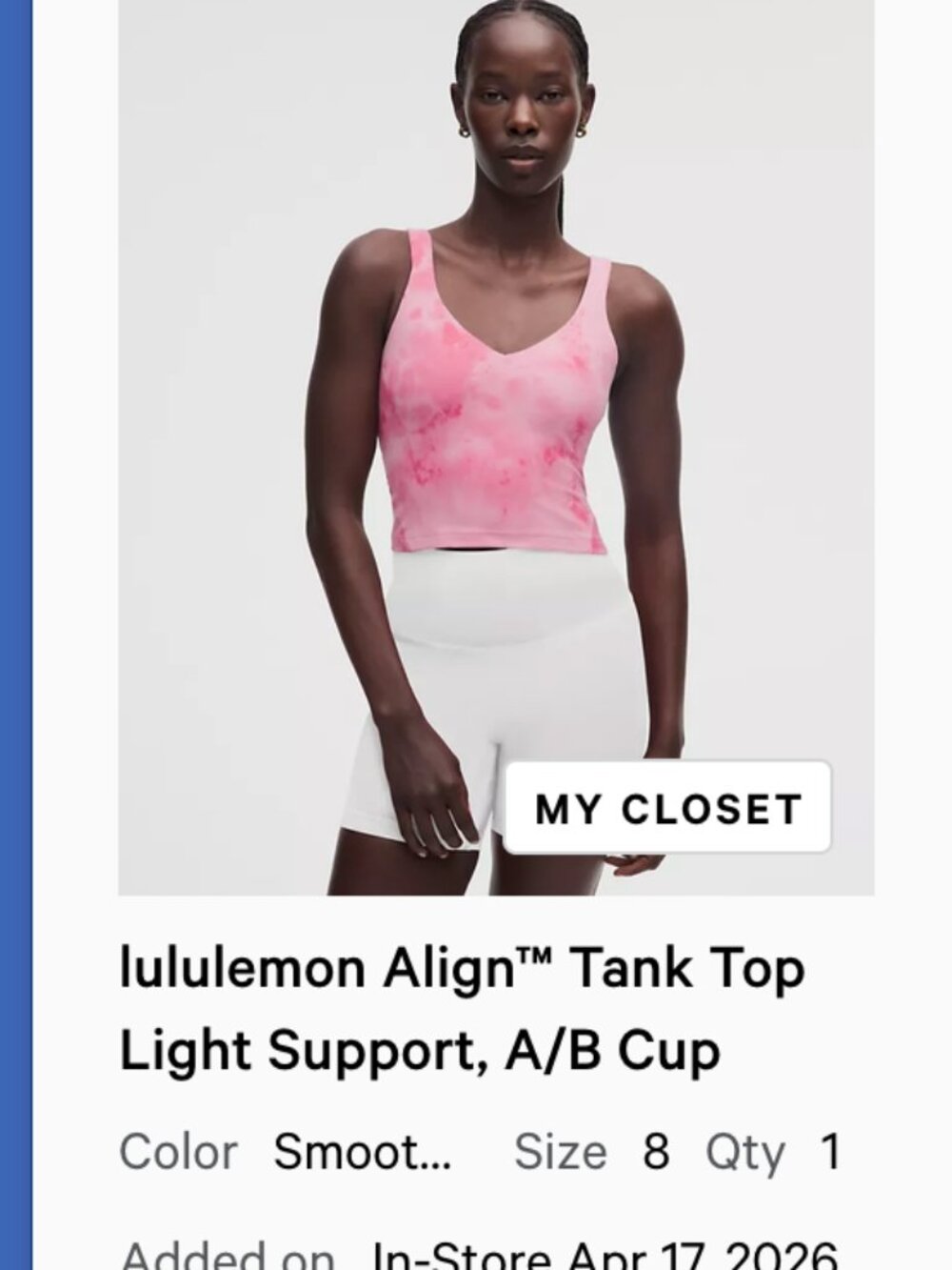 lululemon lululemon Align™ Tank Top Light Support, A/B Cup 8 Smoothie Wash Straw